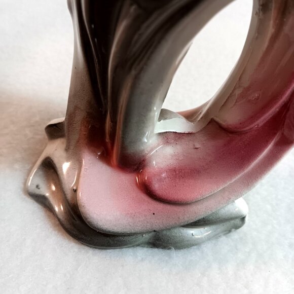 L.A. Pottery birds w/ crests figurine rose & olive green MCM - Picture 8 of 9